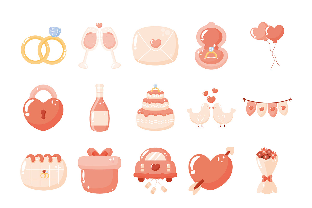 Wedding And Love Illustration Set