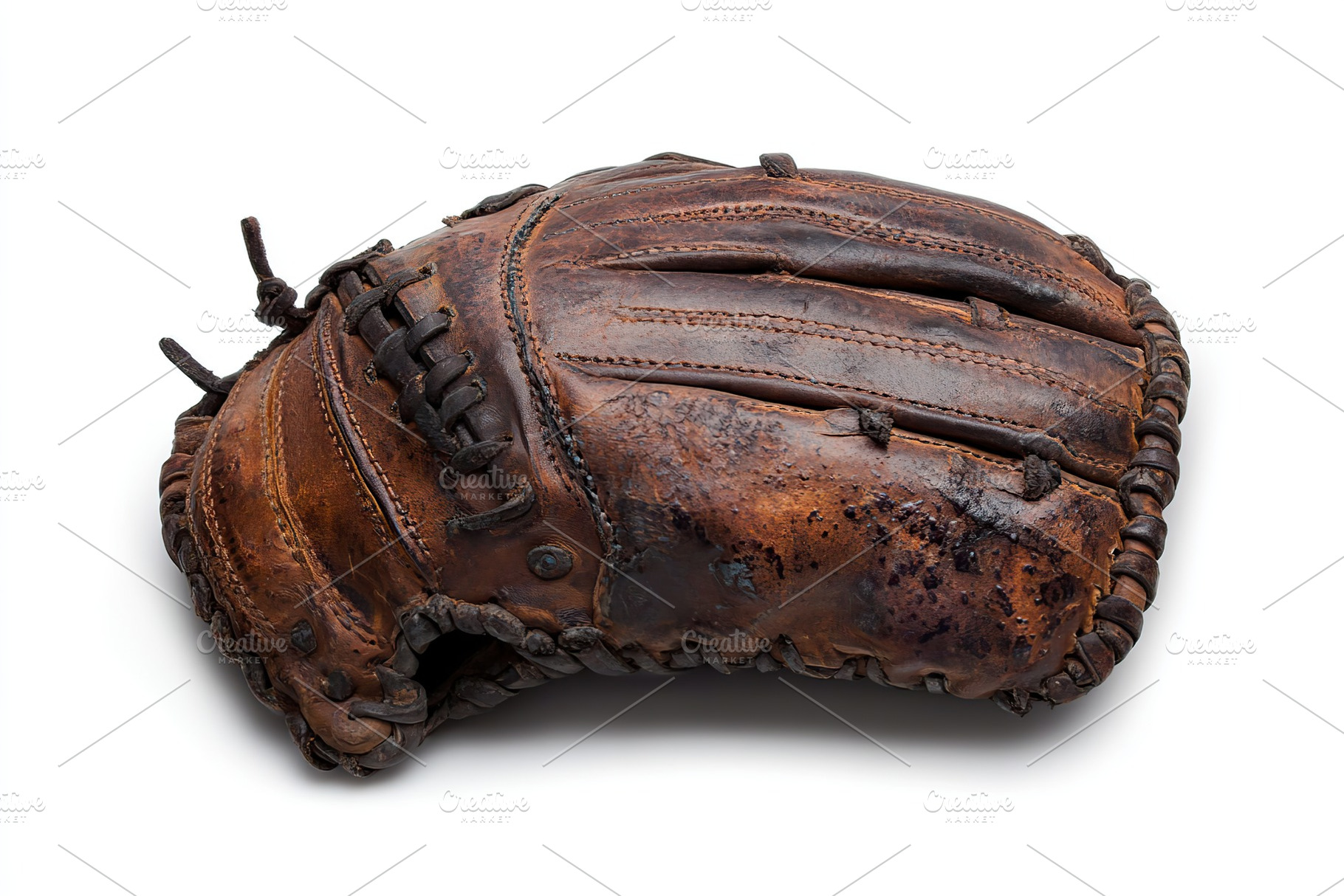 Brown leather baseball glove isolated on white background, a Sports & Recreation Photo by AlyaAnd