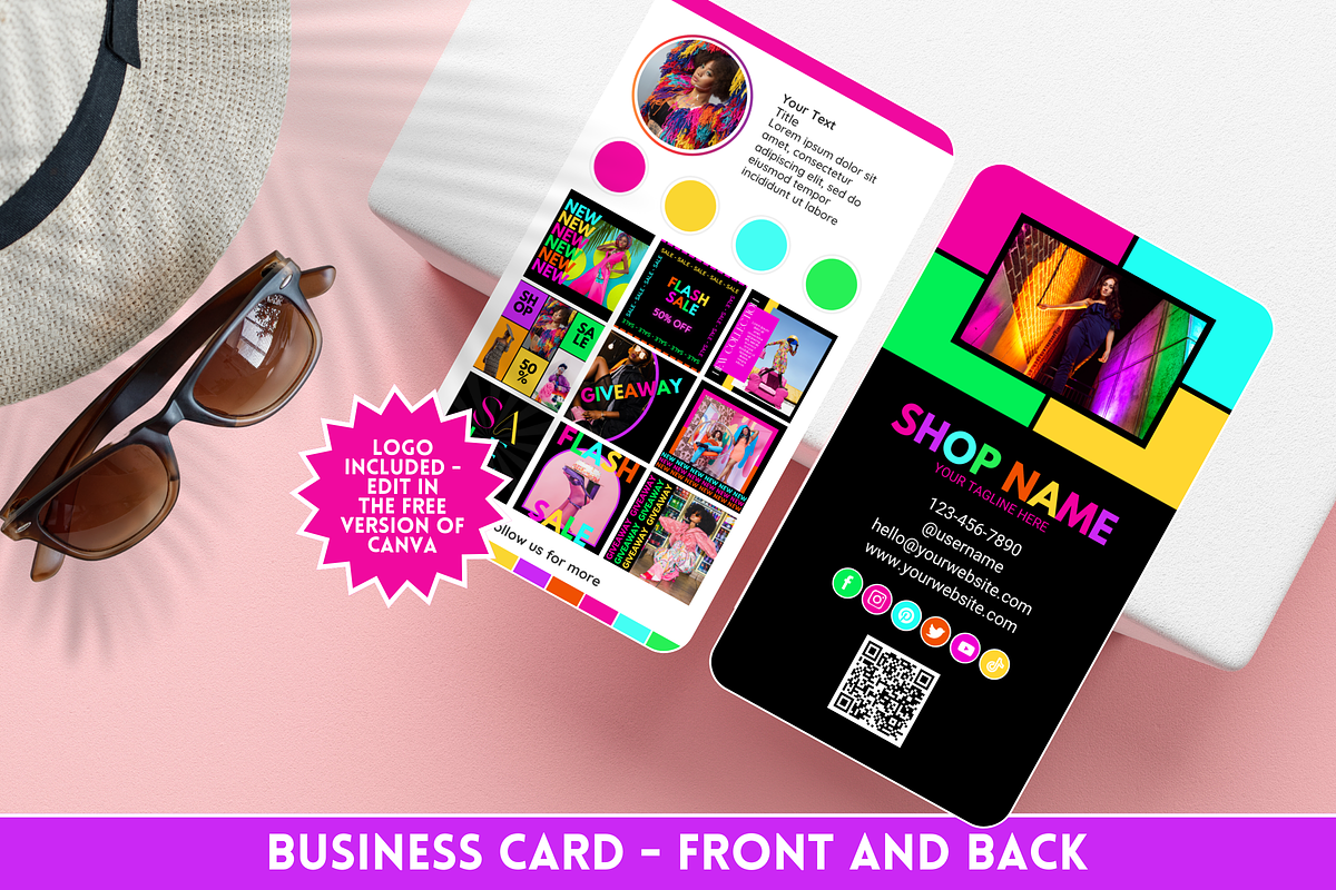 Business Card Template Neon, a Business Card Template by SunshineStudioBoutique (Photo 1 of 10)