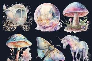 Watercolor Pastel Fairy Tale Clipart