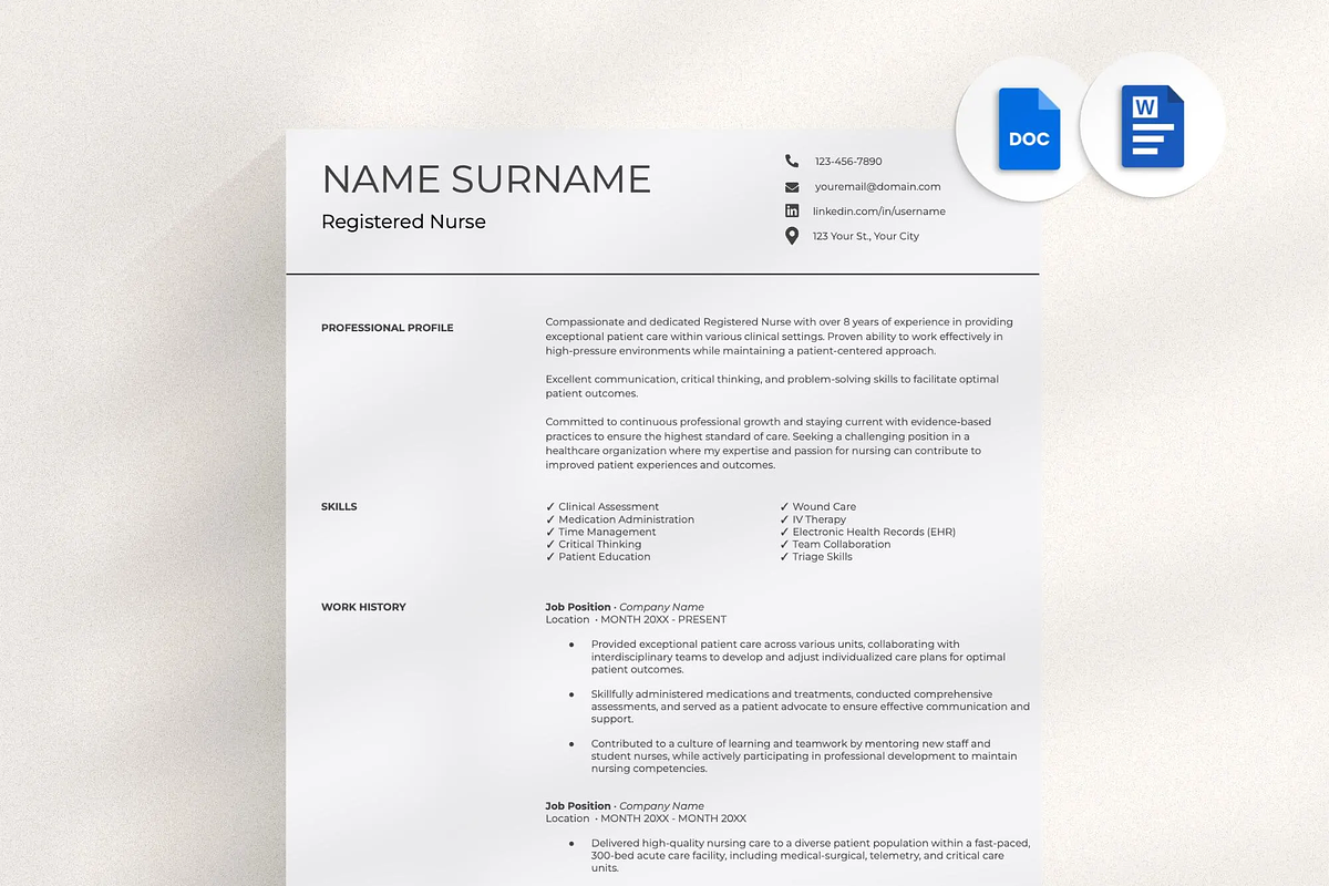 Nursing Resume Template Google Docs, a Resume Template by OkiDocs Resume Templates (Photo 1 of 11)