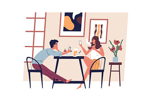 Morning routine of young couple, a Person Illustration by Good Studio