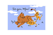 Mother's Day cards with animals set, an Animal Illustration by PaperTrident (Thumbnail 3 of 11)