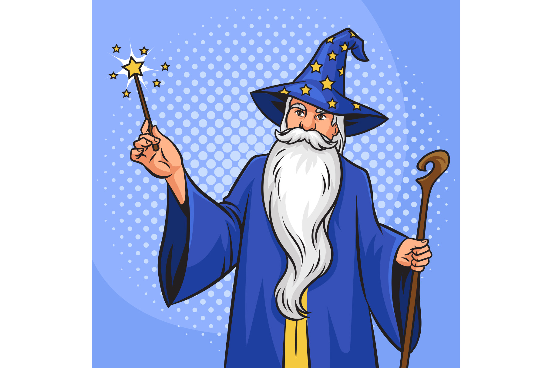 Wizard magician pinup pop art vector