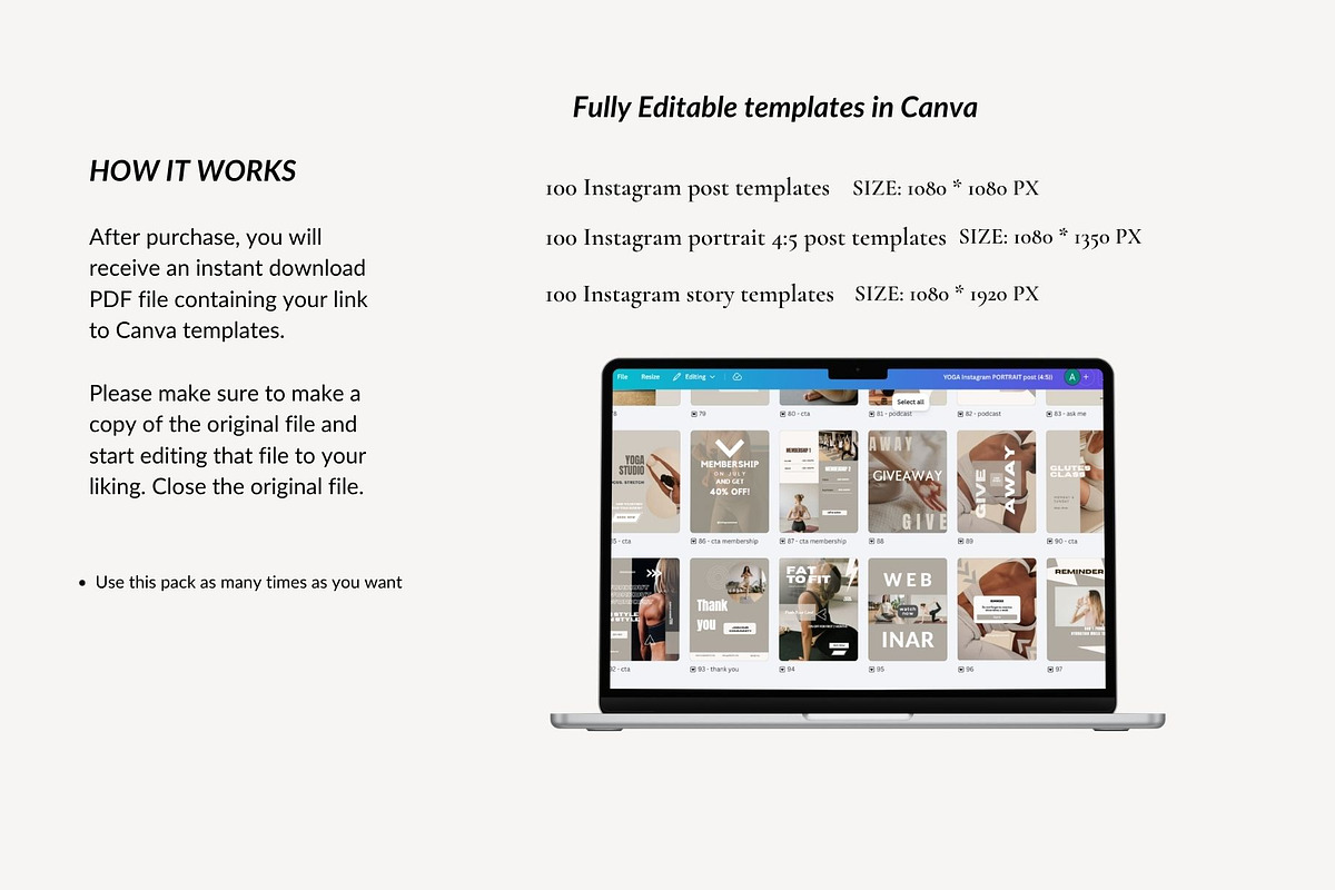 YOGA Instagram - Social Media Kit, a Social Media Template by Deepa Template Studio (Photo 7 of 10)