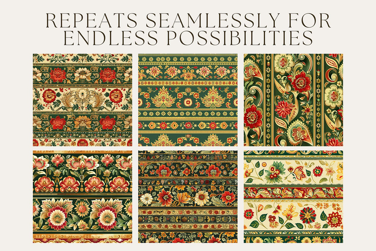12 Indian Sari Borders Patterns, a Pattern Graphic by Inknfolly (Photo 2 of 7)