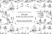 Pirate Toile de Jouy Print, a Background Graphic by Hughes Studio (Thumbnail 1 of 6)