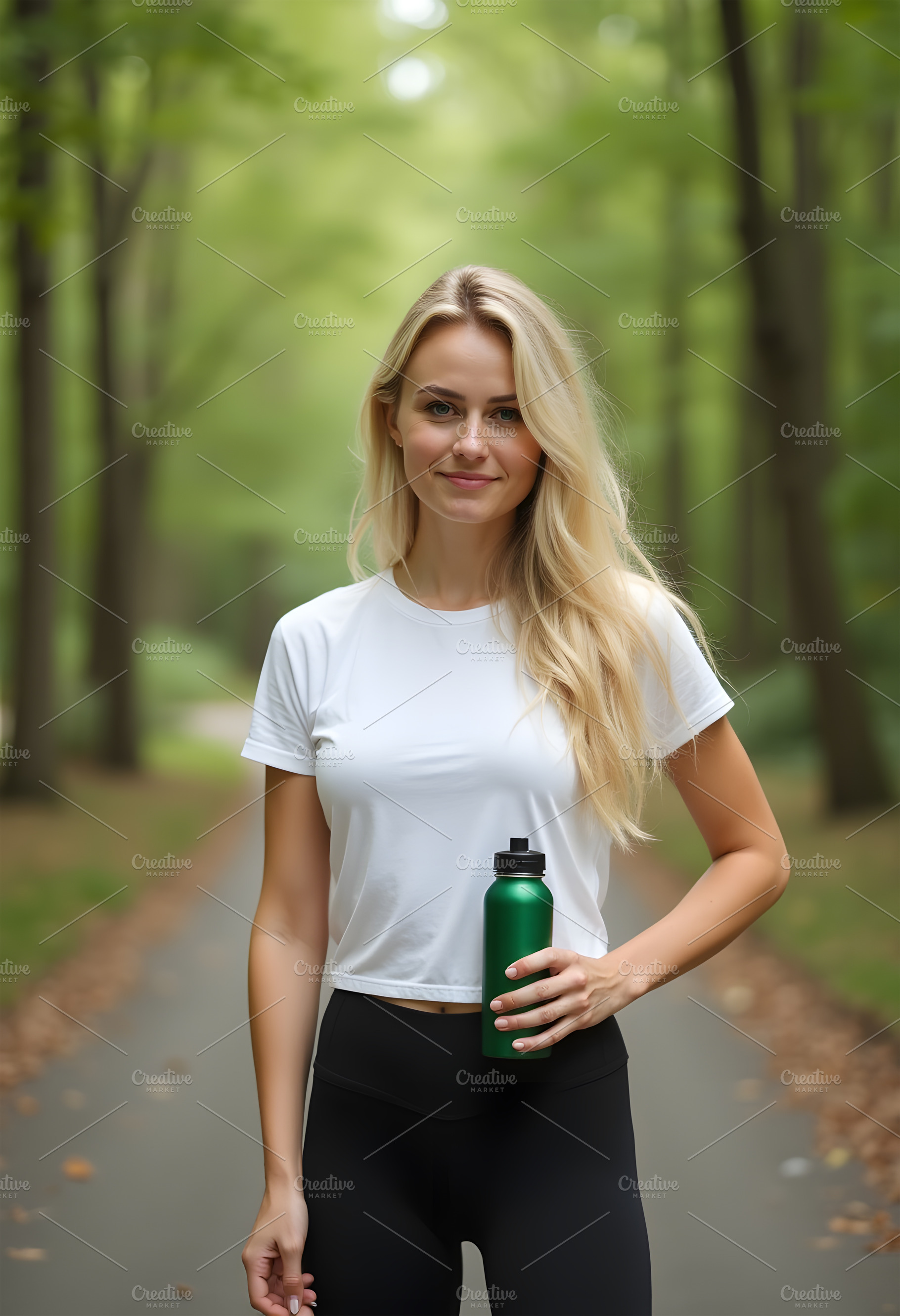Woman Holding Water Bottle on Forest, a Health & Medical Photo by Stock Shape