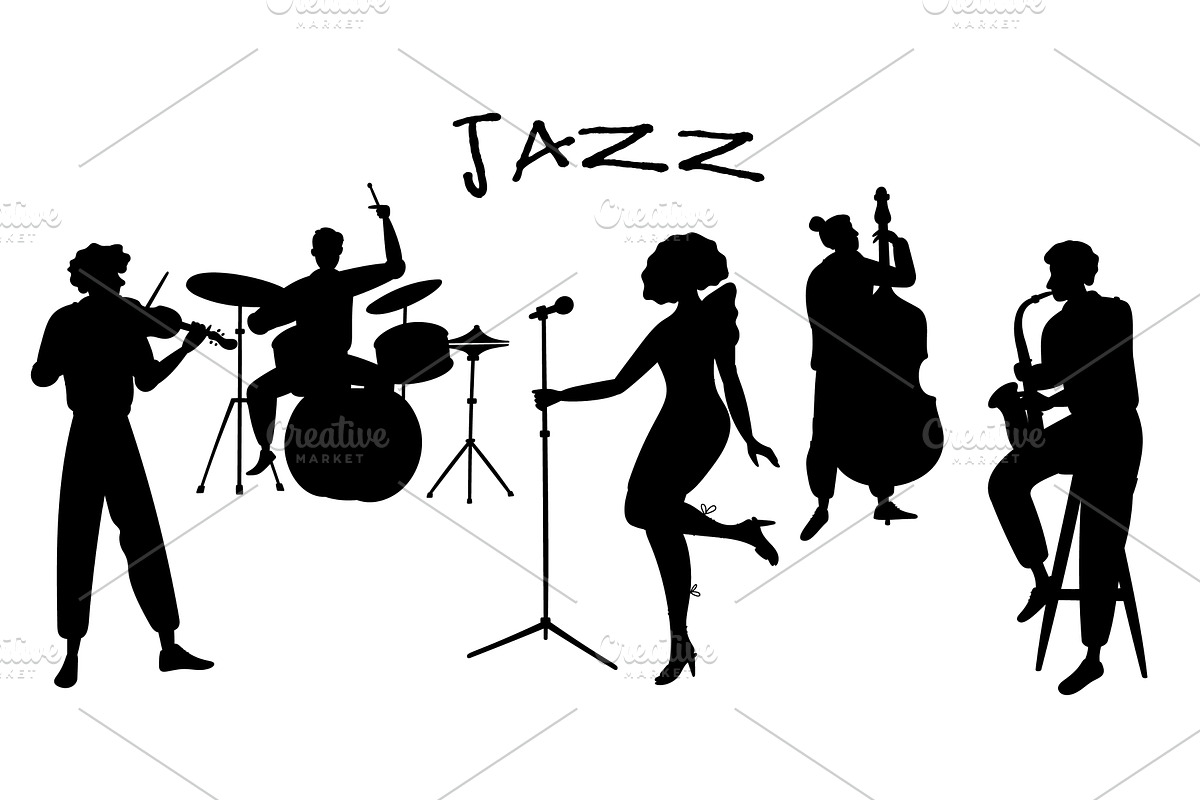 Silhouettes musical jazz band, a Person Illustration by Vectorbuum