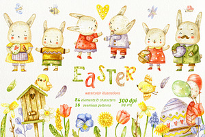 Easter Set With Cute Bunnies