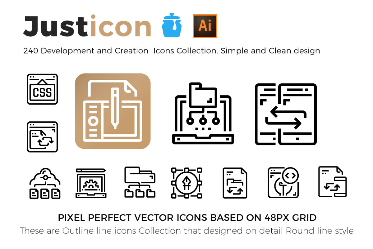 240 Development & Creation Icons, an Outline Icon by Just Icon (Photo 1 of 6)