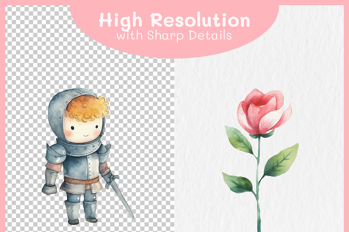 Cute Princess and Knight Clipart, a Decorative Illustration by Digital Dreamscaping (Photo 4 of 4)