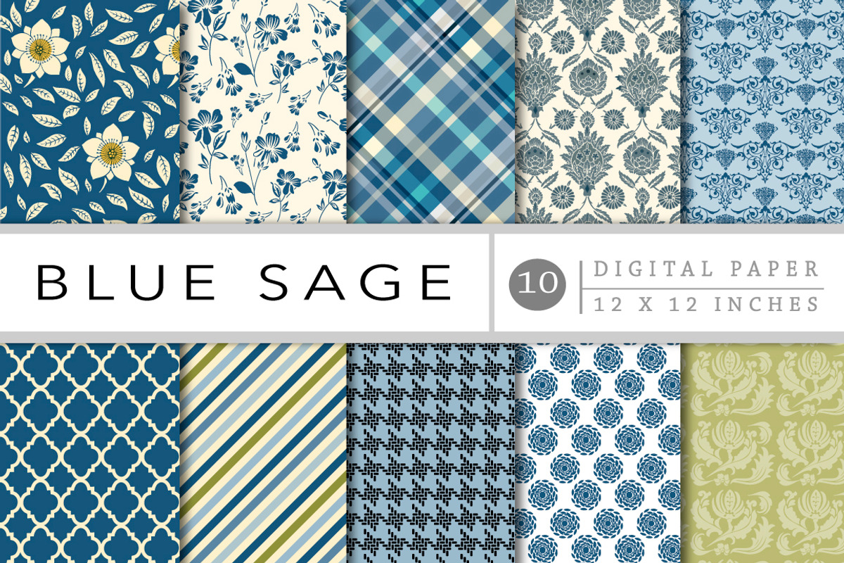 Blue Sage Digital Paper, a Pattern Graphic by Clover & Lilly (Photo 4 of 4)