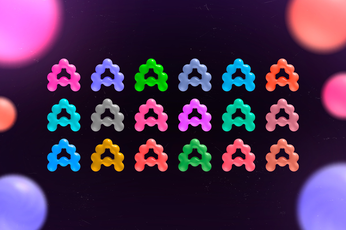 CANDY 3D BUBBLE FONT VECTOR, a Handwritten Font by BonkiStudio (Photo 4 of 9)