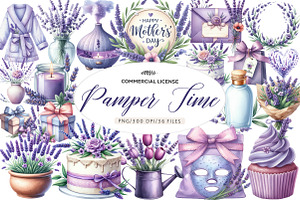 Lavender Pamper Time Clipart, an Illustration by CreationArt