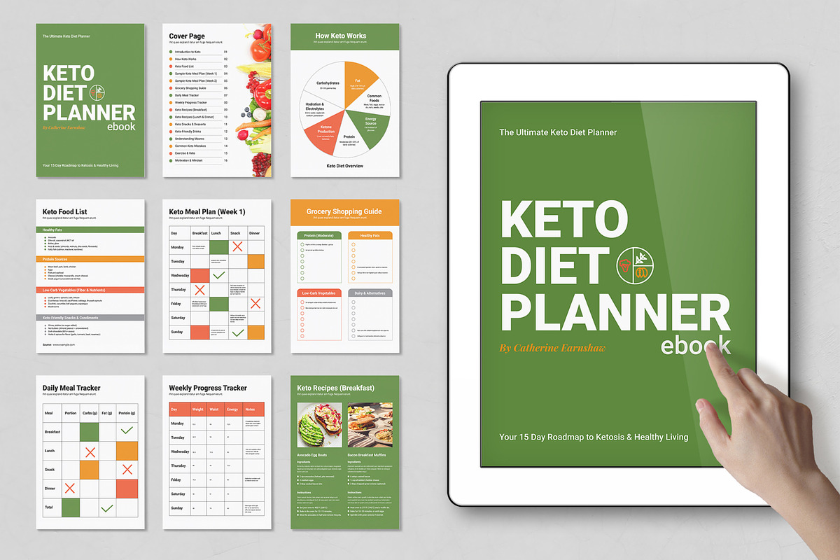 Keto Diet Ebook Planner, an UI Kit Template by MightyDesign (Photo 1 of 10)