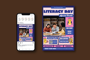 World Literacy Day Flyer, a Flyer Template by iDoodle Studio