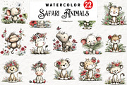 Safari Animals Whimsical Clipart, a Transportation Illustration by Watercolor design (Thumbnail 1 of 6)