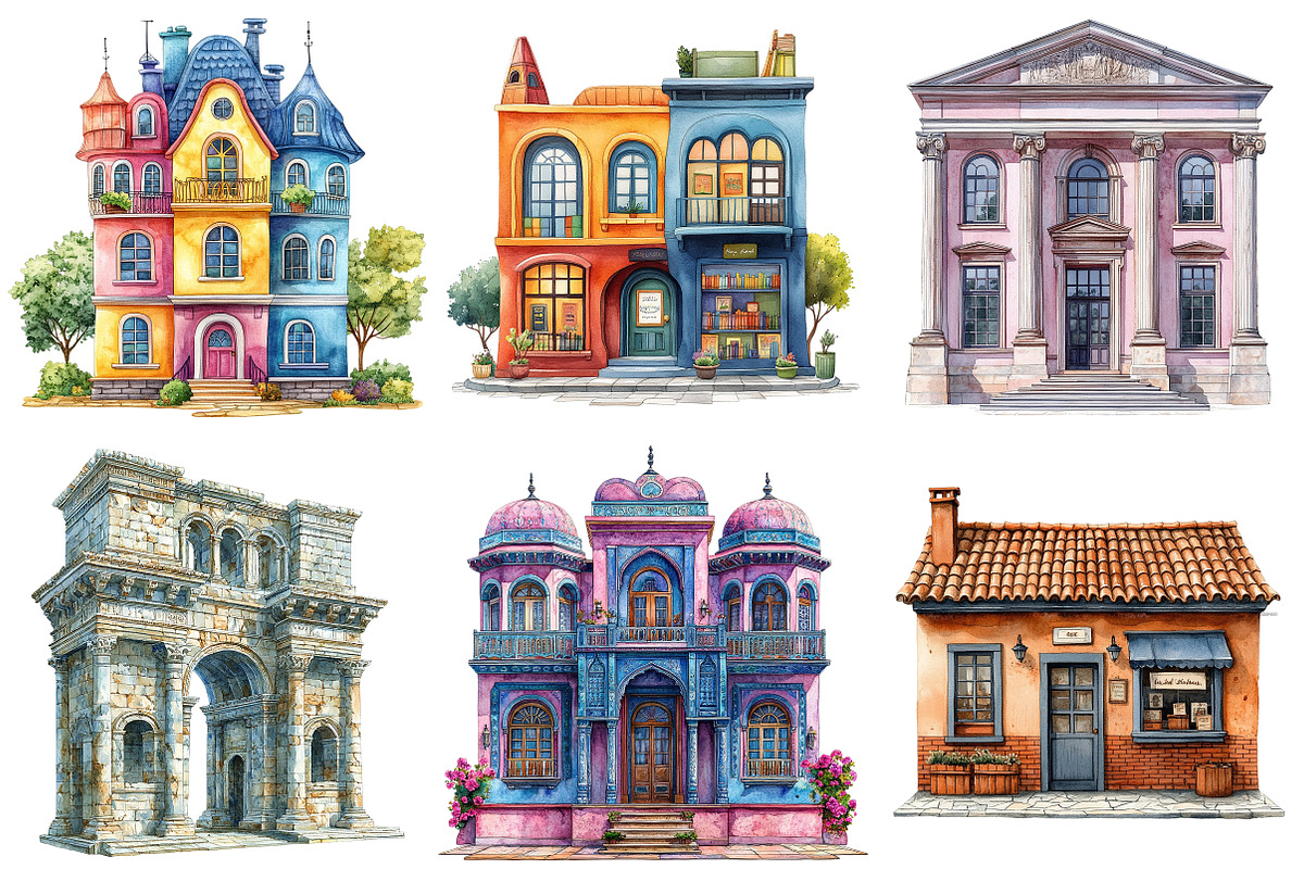 Museum Watercolor Clipart, an Illustration by Craft Nest (Photo 7 of 8)