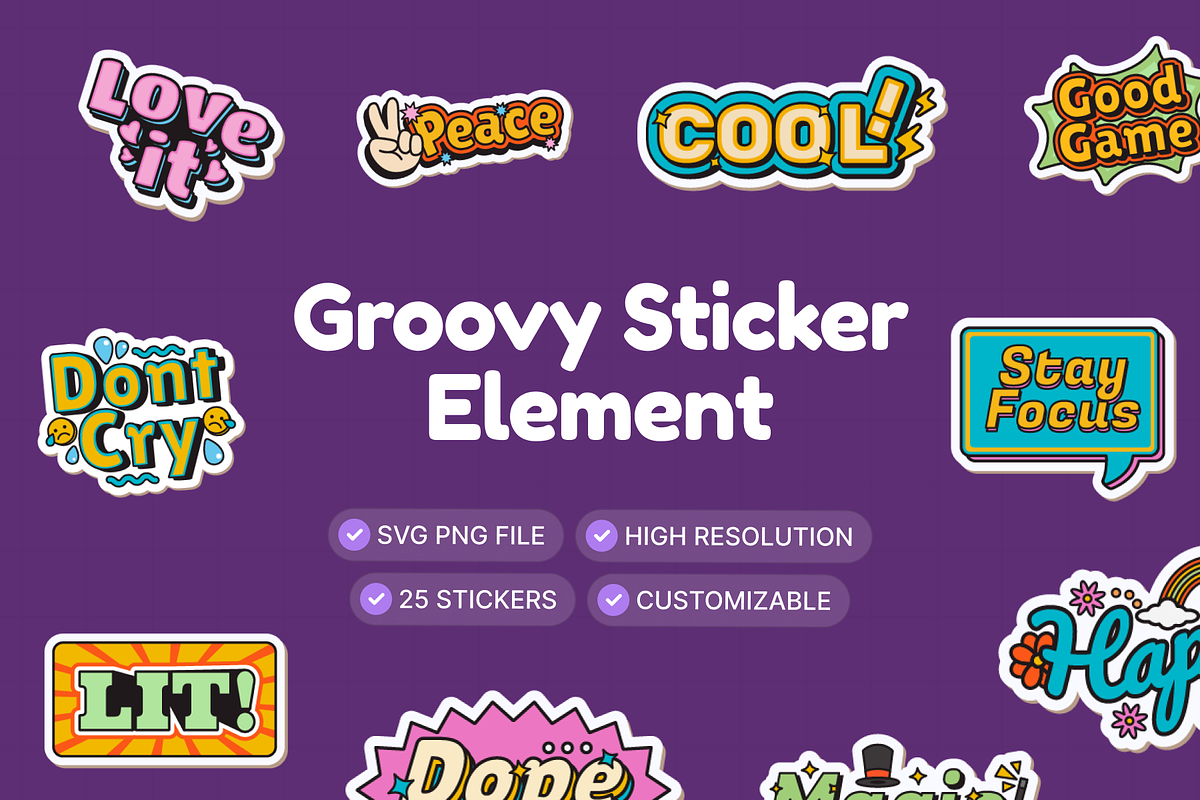Groovy Sticker Element, an Object Graphic by Illustrava (Photo 9 of 9)