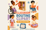 Inclusive Classroom Routine Clipart, an Education Illustration by KamimiArt (Thumbnail 1 of 8)