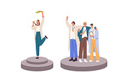 Winners with awards on pedestals set, a Person Illustration by PaperTrident (Thumbnail 3 of 10)