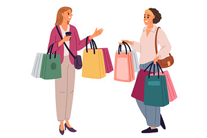 Two female friend with shopping bags, a Person Illustration by Vectorbuum