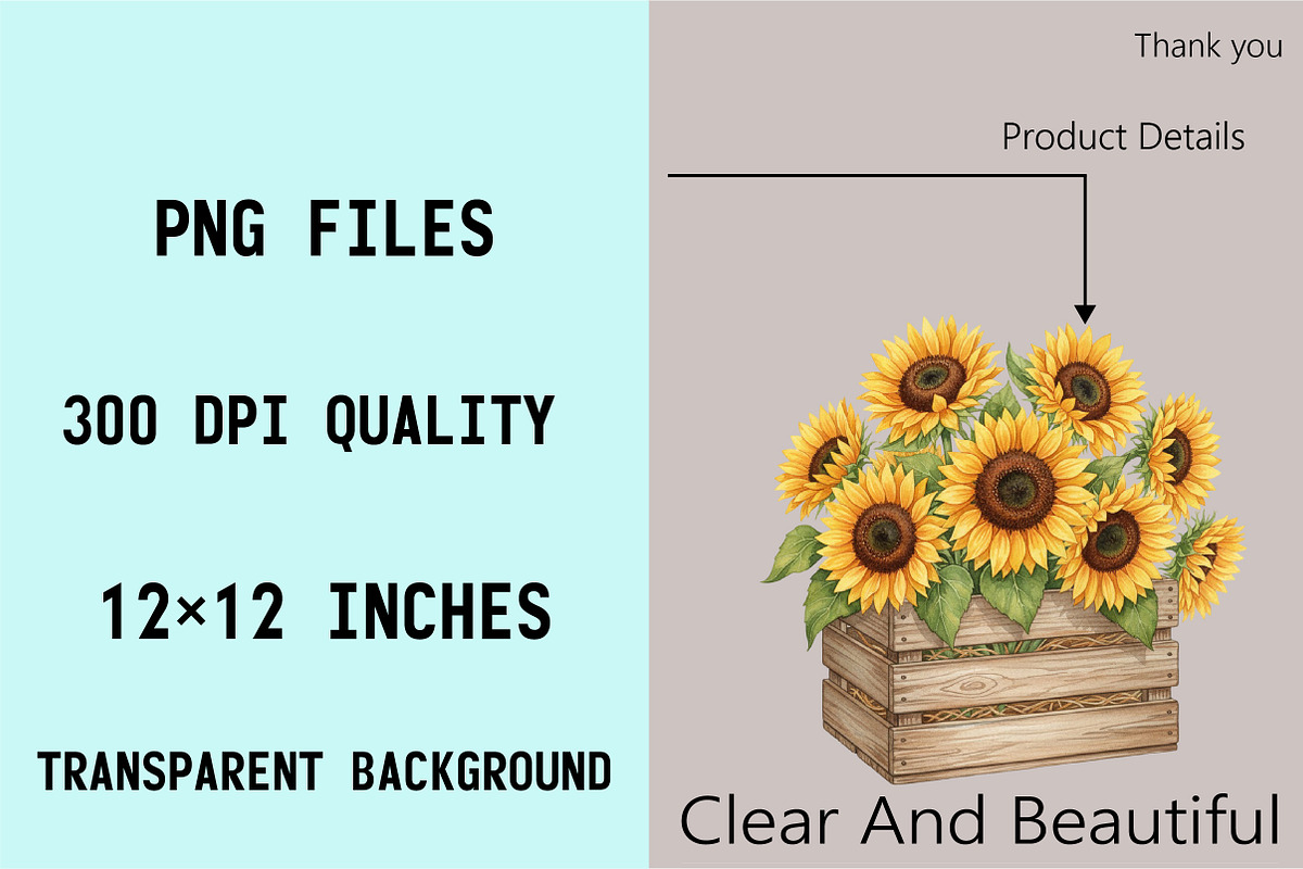 Watercolor Summer Sunflower PNG Clip, an Illustration by SVGArt (Photo 8 of 9)