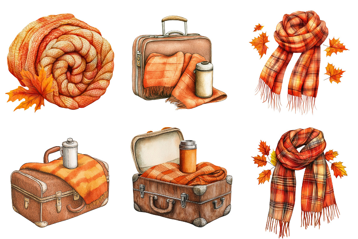Burnt Orange Autumn Clipart, an Illustration by Watercolor design (Photo 5 of 5)