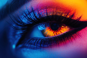Macro photo of woman eye with beautiful eye makeup, a Photo by AlyaAnd
