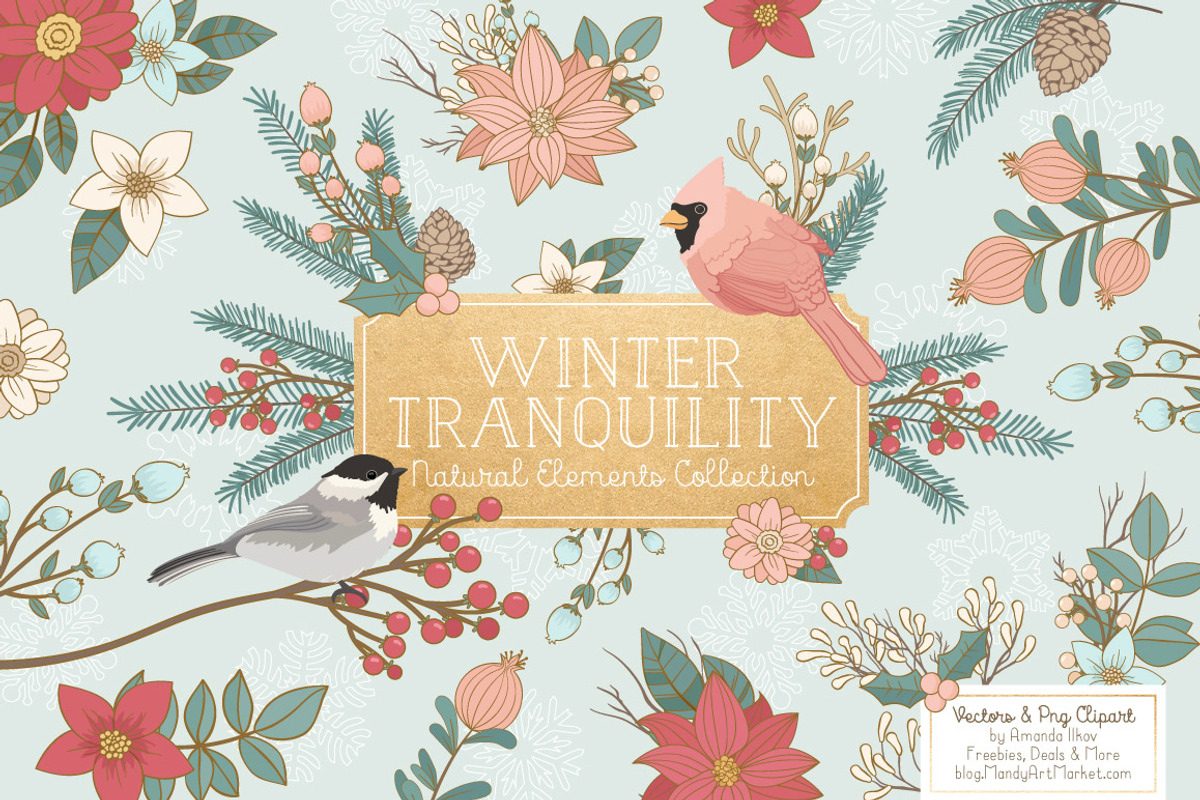 Soft Christmas Leaves and Branches, an Illustration by Amanda Ilkov (Photo 2 of 5)