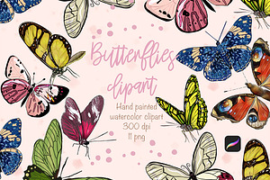 Butterflies clipart watercolor