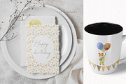 Cute animals with balloons, an Illustration by Love Watercolor Store (Thumbnail 5 of 9)