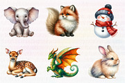 Watercolor Cute Animals Clipart, an Illustration by CreationArt (Thumbnail 4 of 5)