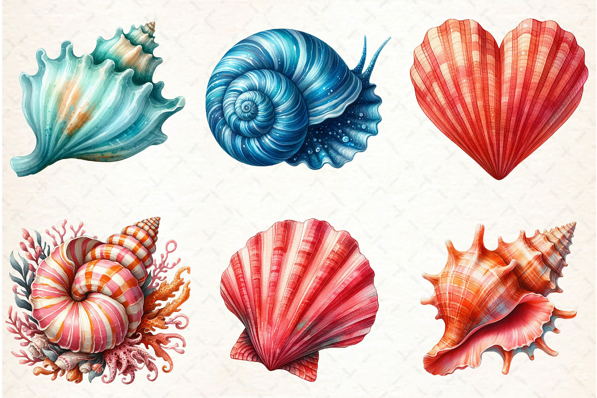 Ocean Sea Shell Sublimation Clipart, an Illustration by Libby Wishes (Photo 5 of 7)