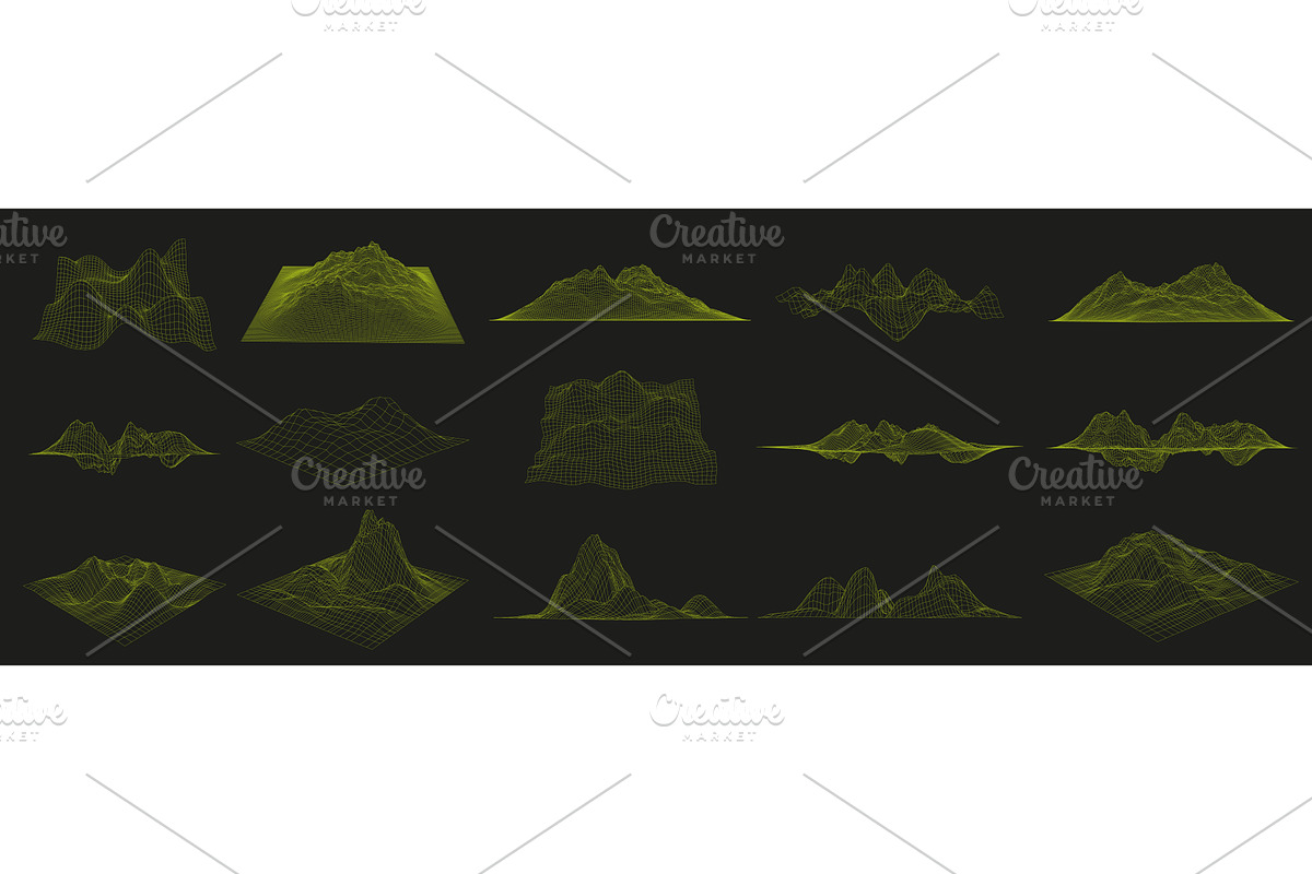 Wireframe landscapes. Futuristic 3D, a Technology Illustration by winwin.art