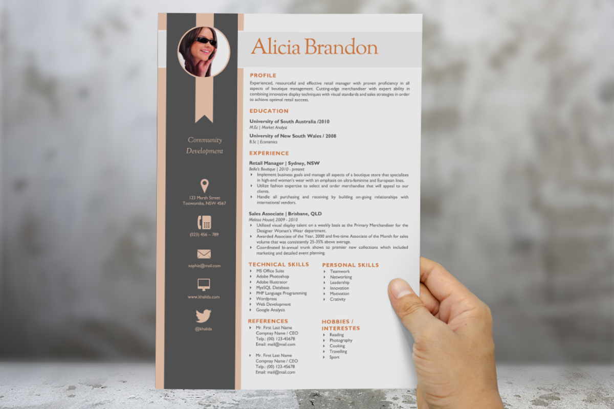 Ribbon photo modern resume, a Resume Template by Inkpower