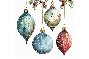 Watercolor Christmas ornaments with, an Object Illustration by Lermont51