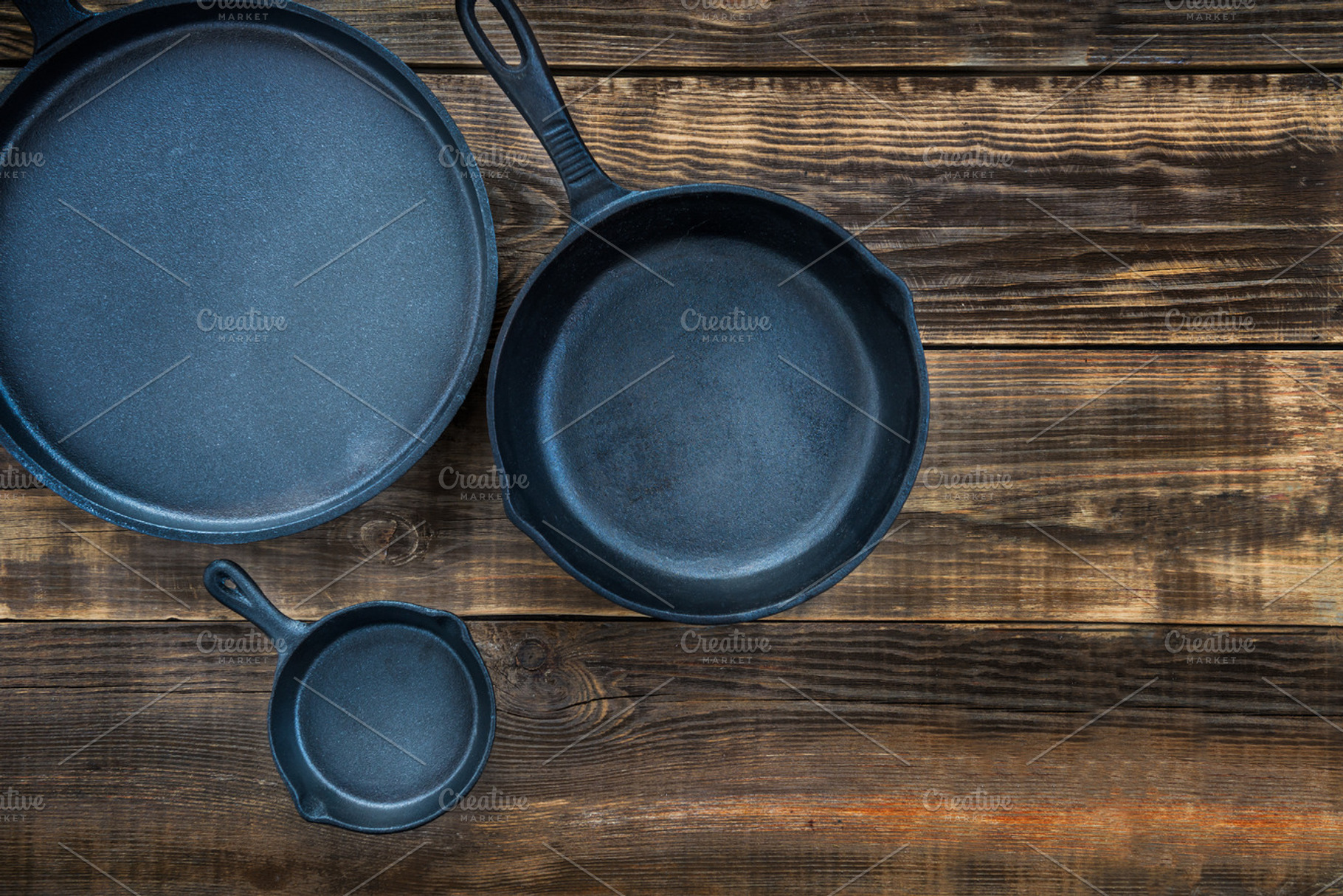Castiron frying pans stock photo containing cast iron and pan, a Food & Drink Photo by MAnuta