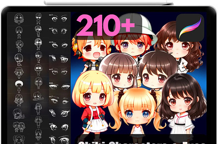 Procreate Chibi Character Stamps, a Brush Add-On by OneBerryCreations