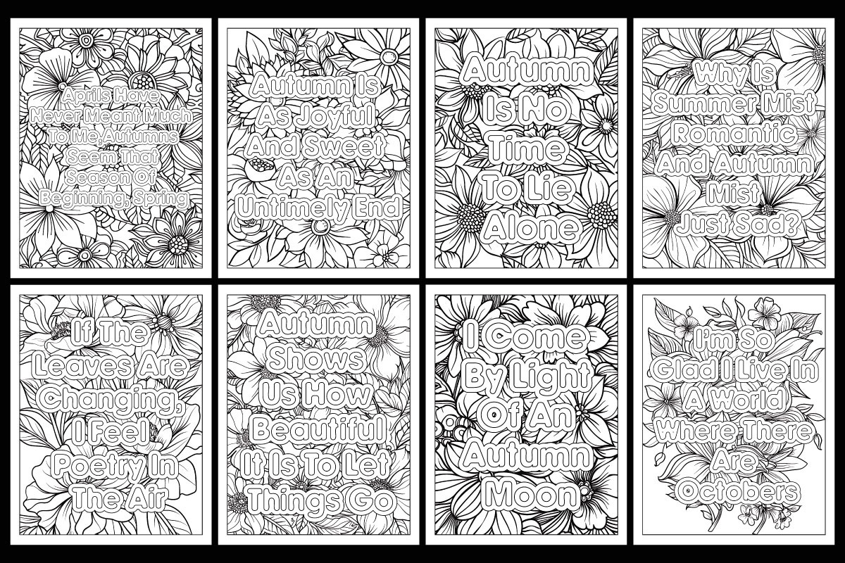 50 Autumn Fall Quotes Coloring Pages, an Illustration by protabsorkar11 (Photo 2 of 3)