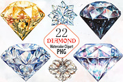 Diamond Watercolor Cliparts, a Decorative Illustration by RobertsArt (Thumbnail 1 of 7)