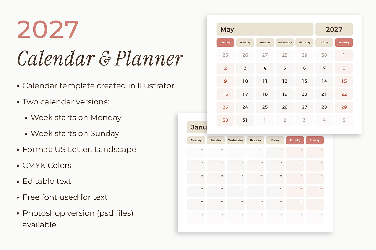 2027 Calendar and Planner, a Stationery Template by PixMarket (Photo 1 of 9)