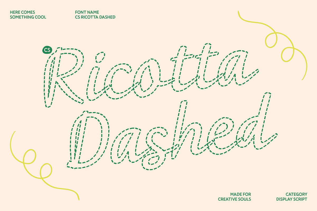 CS Ricotta Dashed, a Script Font by Craft Supply Co. (Photo 1 of 8)