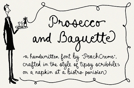 Prosecco and Baguette // Script Font