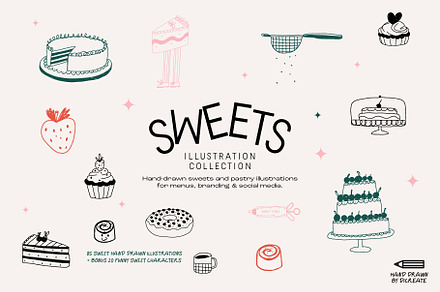 Sweets: Hand Drawn Pastry & Desserts, a Food Illustration by dicreate