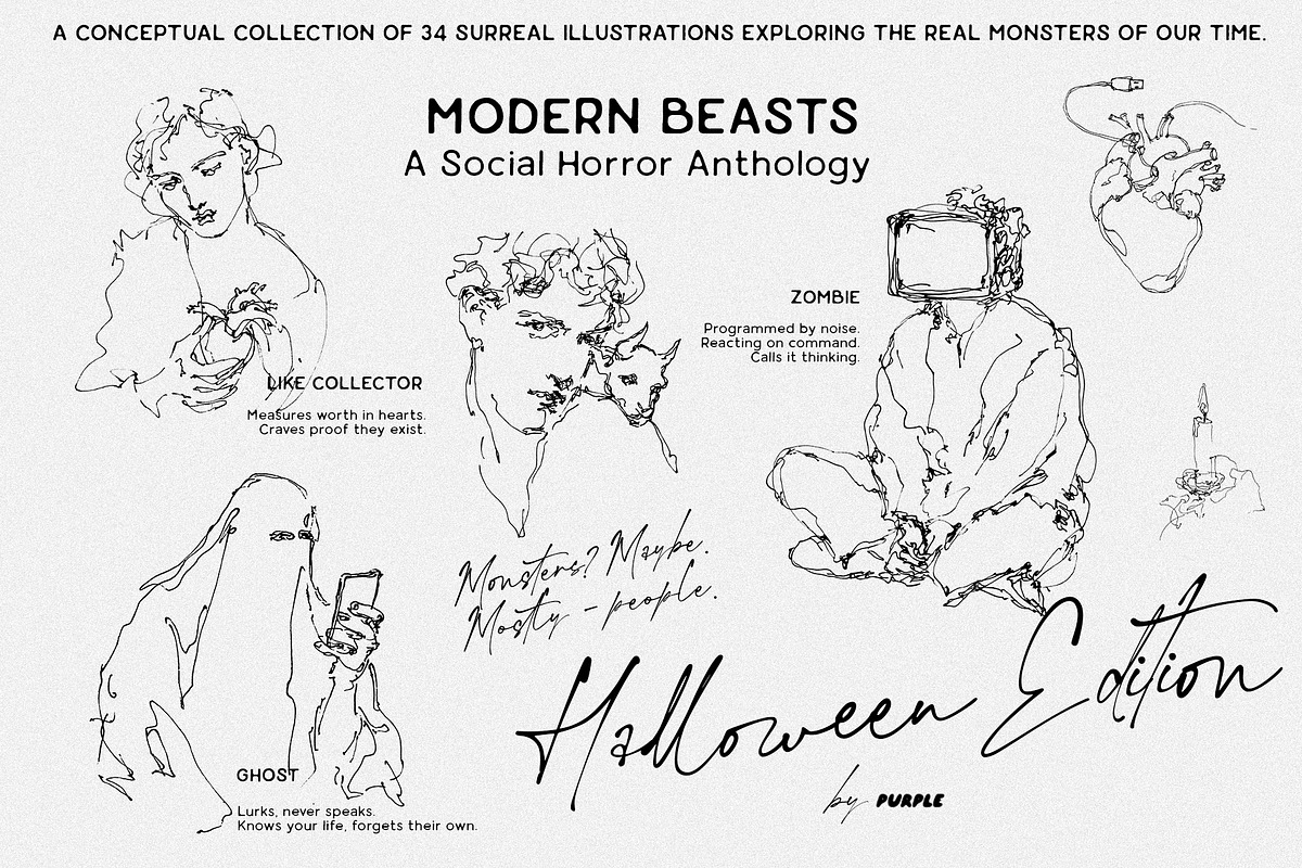 Modern Beasts: Social Horror, a Person Illustration by Purple (Photo 1 of 10)