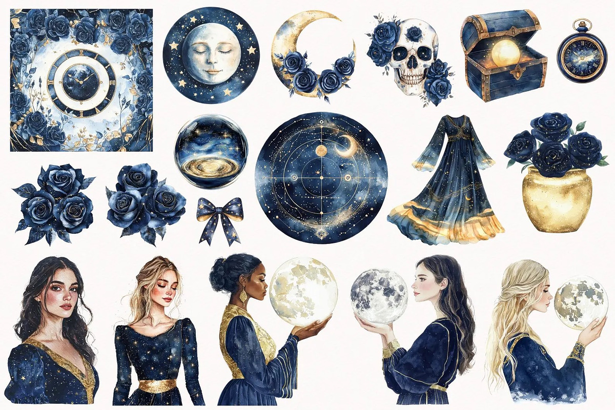 Celestial Glamour, a Decorative Illustration by PeDe Designs (Photo 4 of 15)