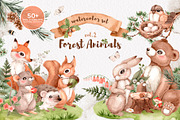 Watercolor Forest Animals set, an Animal Illustration by Alamella (Thumbnail 1 of 12)