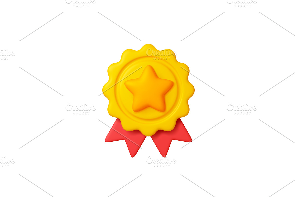 Medal or order 3d icon. Golden, an Object Illustration by Valerie Bodnar